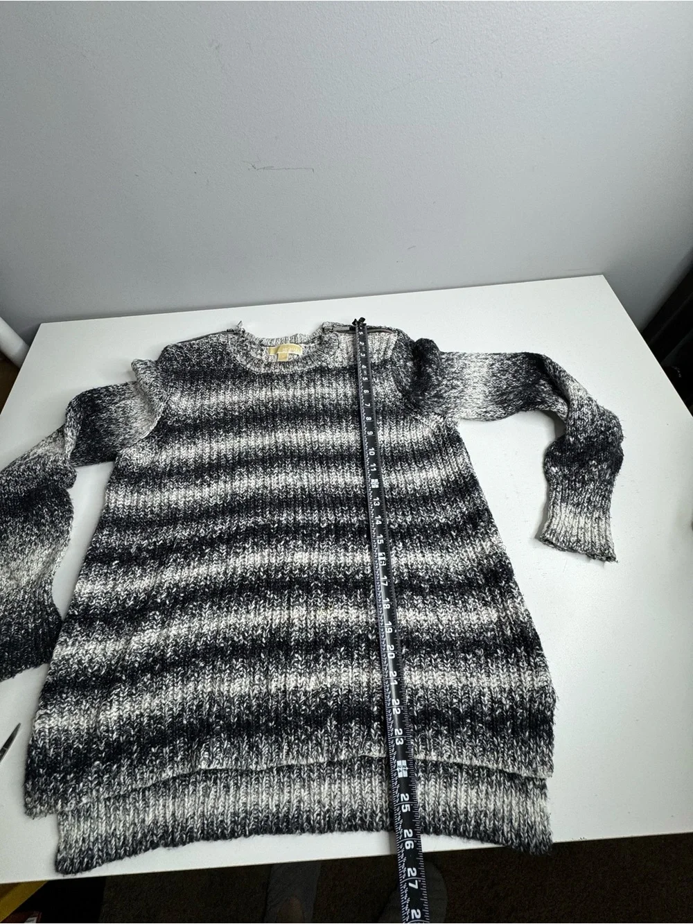 Michael Michael Kors Marled Stripe Zip-Shoulder Knit Sweater – Women’s Large